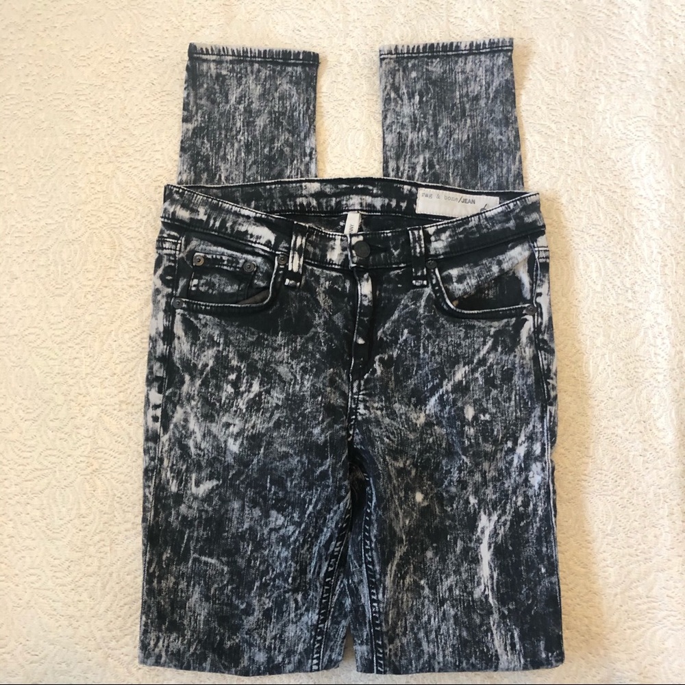 Rag & Bone Skinny B&W Acid Wash Jeans